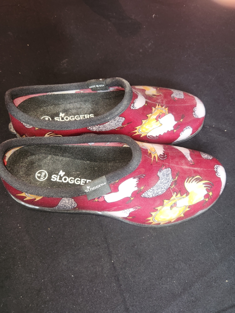 Sloggers Waterproof Garden Clog - Burgundy Rooster Print